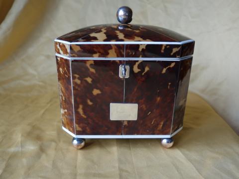tortoiseshell tea caddy