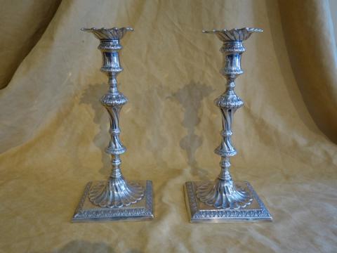 Sterling candlesticks, side view